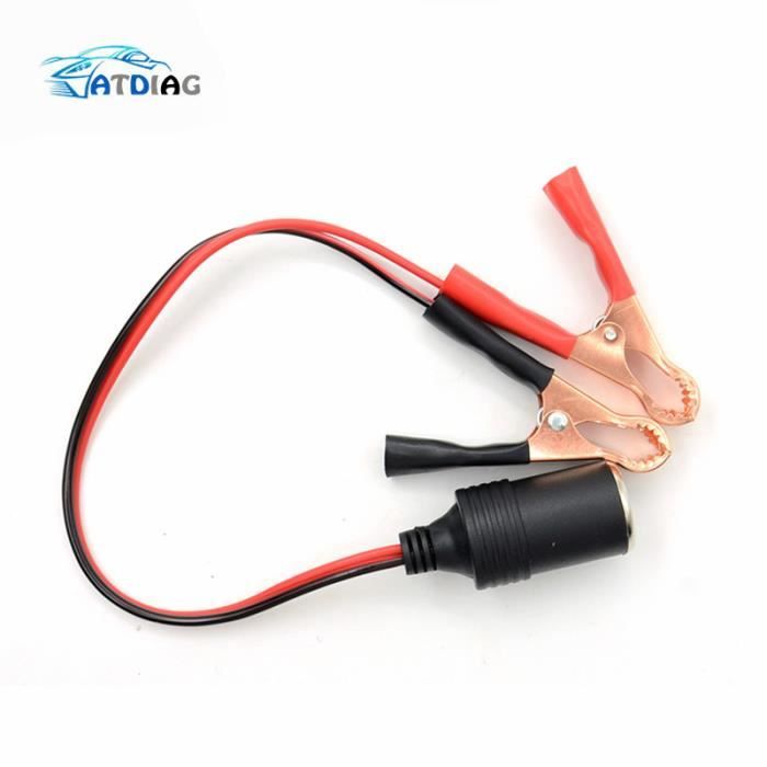Gelrhonr Adaptateur Batterie Voiture 12V/24V – Prise Allume-Cigare Femelle Avec Fusible 20A, Câble 1.8m