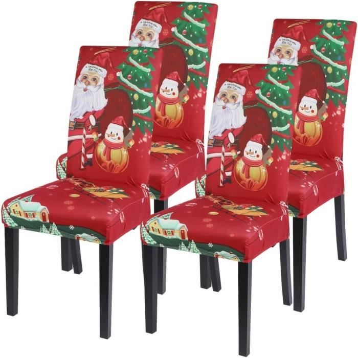 Dysetcs Lot De 3 Housses De Chaise De Noël Pour Dossier De Chaise De Noël - Motif Nain De Noël - Pour Banquet, Cuisine, Salle à Manger