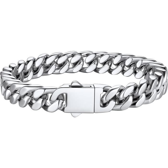 Ensemble Bijoux Homme Argent Sterling 925 - Collier Et Bracelet Chaîne Cubaine Élégant
