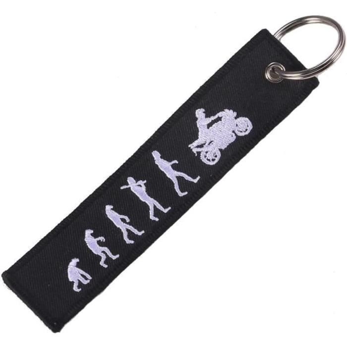 Porte-clés Tissu Brodé Kawasaki - Motif Moto Noir - Cadeau Idéal Pour Passionnés De Moto