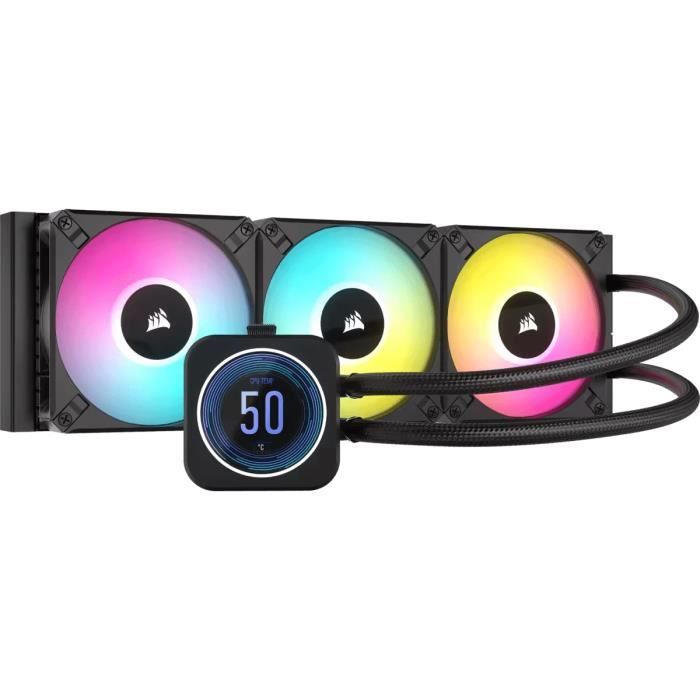 CORSAIR – H150i ELITE LCD XT – Kit de Watercooling tout-en-un – Radiateur 360mm – Noir – (CW-9060075-WW)