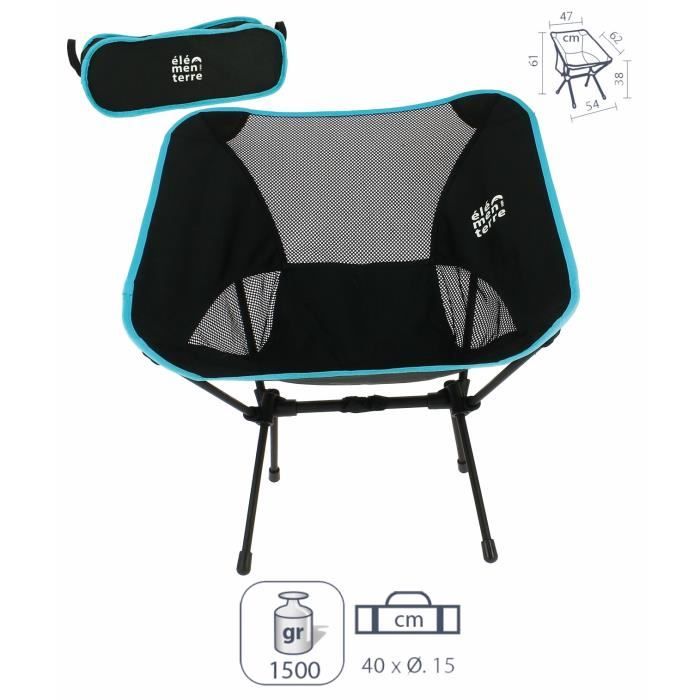Fauteuil pliable compact Élémenterre Bomont - noir - 47/54x62x38/61 cm Fauteuil pliable compact Élémenterre Bomont - noir - 47/54x62x38/61 cm