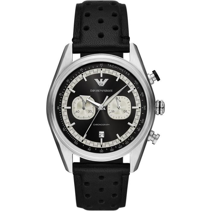 Montre Emporio Armani Hommes AR11635 - Noir Cuir - 42mm - 5 bar - Quartz - Analogique