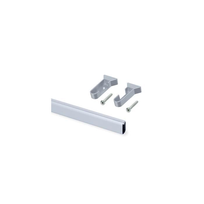 Kit de 2 barres de penderie 30 x 15 mm en aluminium longueur 950 mm et supports Silk pour armoire - 7061162 - Emuca