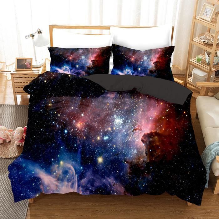 Linge De Coton Brossé Parure De Lit 3D Bouddha Ciel Bleu BEDSETAAA - Housse Couette 200x230cm 2 Taies D'Oreiller Parure Lit Bouddha