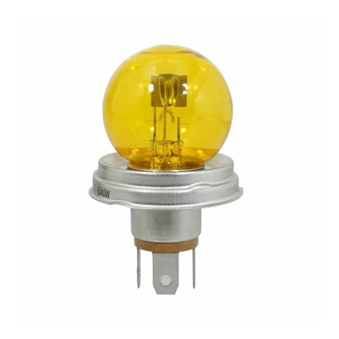 ampoule-lampe 12v 45-40w norme r2 culot p45t standard jaune (projecteur) (vendu a l'unite) -flosser-