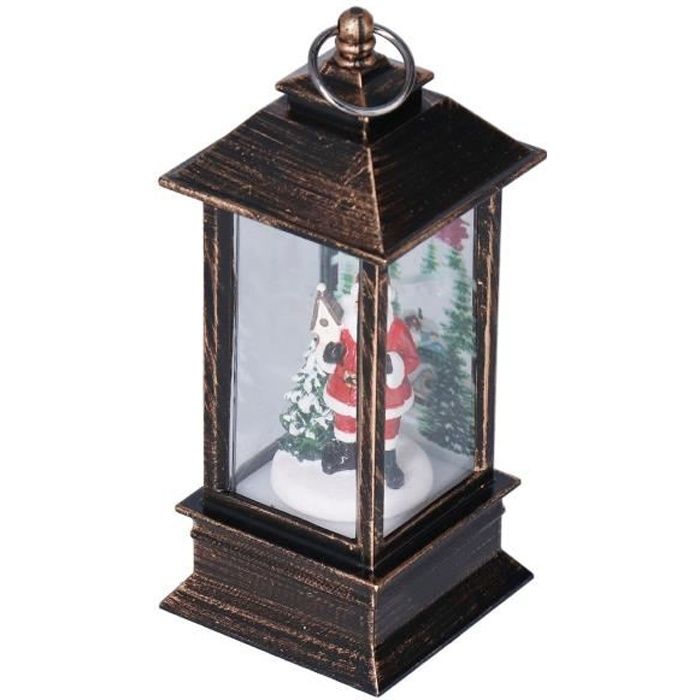 Boule à Neige Lanterne De Noël Musicale - Décoration Vintage Avec Père Noël, Lumières Et Neige Scintillante - Alimentation USB Ou Piles