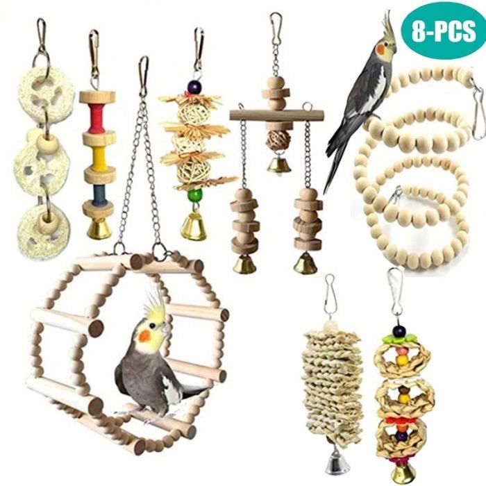 Meilleurs prix pour Jouet de Perroquet d'oiseau - HAOPYOU - PT1asw3 - Jouets de balançoire - Bois naturel - Coloré