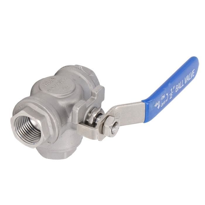 Robinet à Tournant Sphérique 3 Voies En Acier Inoxydable 304 – Type L, Filetage Femelle 3/4" DN20