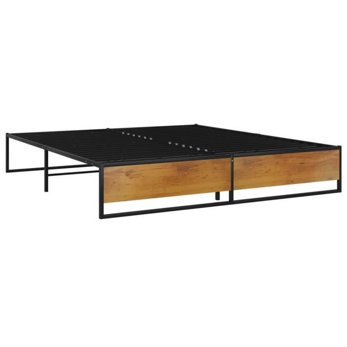 Cadre de lit Noir Métal 160x200 cm - KEENSO - FASHTROOM - A lattes - Contemporain - Design