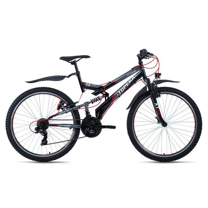 VTT tout suspendu Topeka gris-rouge KS Cycling - 26'' - Mixte - 21 Vitesses - Taille de Cadre 48 cm