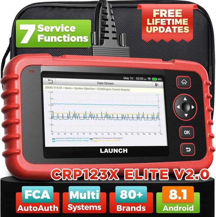 LAUNCH X431 CRP123X: Diagnostic Auto Multifonction - OBD2, Moteur, ABS,  Airbag, SRS, AT - Mises à Jour Gratuites -  - Valise Diagnostique  Pour Voiture/moto/camion