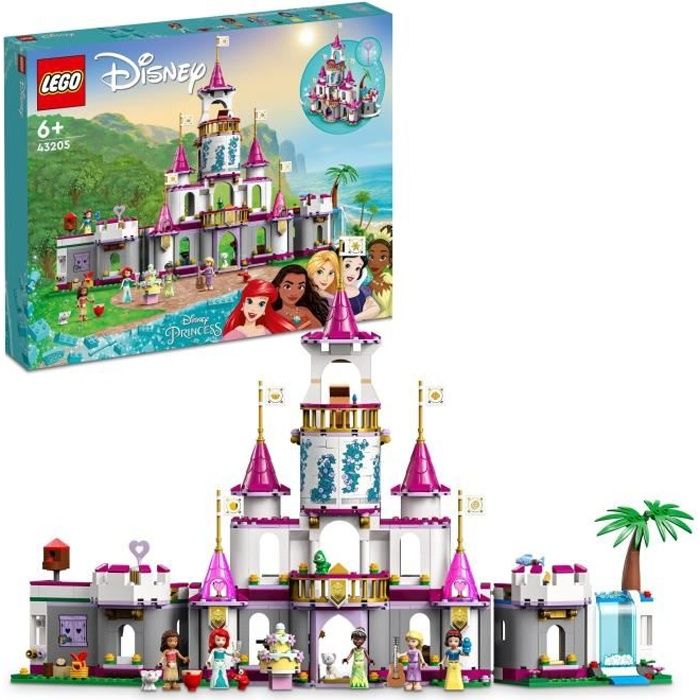 lego 43205 disney princess aventures épiques dans le château, jouet ariel, vaiana et raiponce, figurines animaux, enfants dès 6 ans