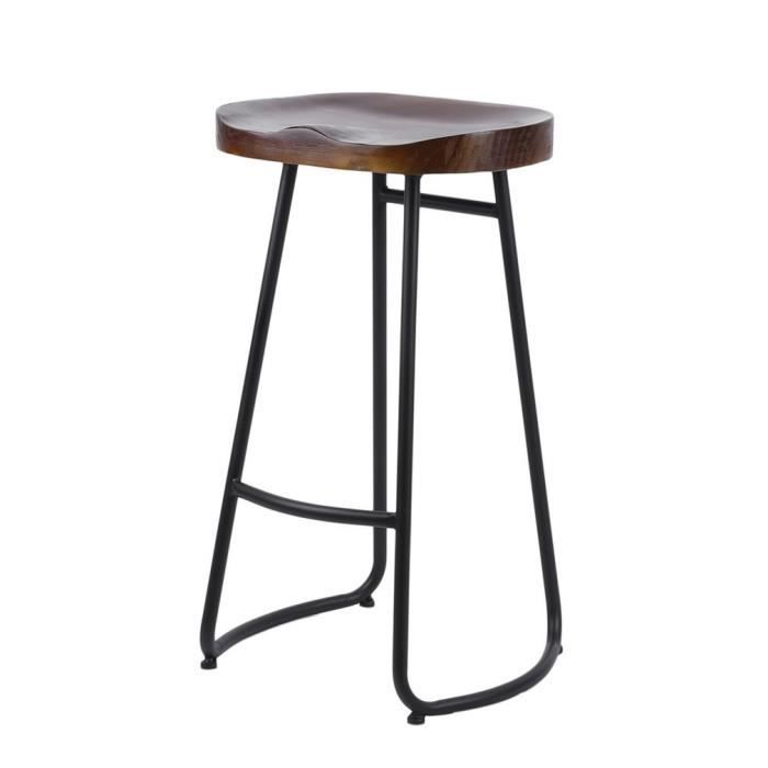 Leshp Tabouret De Bar Industriel Reglable En Bois 72cm Cdiscount Maison