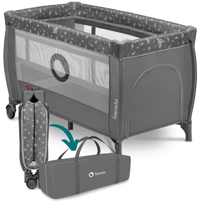 Lit parapluie compact 2en1 LIONELO Stefi Plus - Parc bébé - Matelas haute densité - 0-36 mois - 2x Roulettes - Gris Lit parapluie compact 2en1 LIONELO Stefi Plus - Parc bébé - Matelas haute densité - 0-36 mois - 2x Roulettes - Gris
