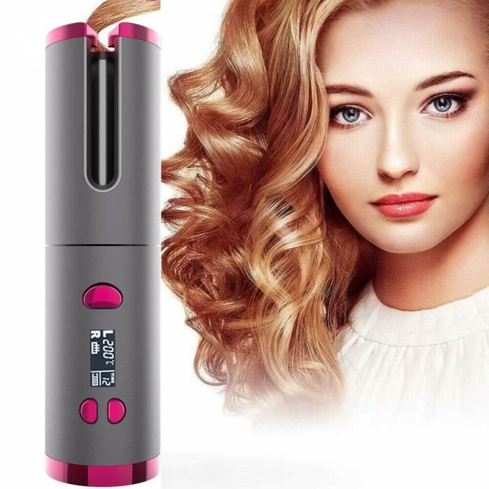 Fer à Boucler Boucleur Cheveux Fer à Friser sans fil automatique Céramique  150-200°C, Bâton de curling de chargement USB - Cdiscount Electroménager