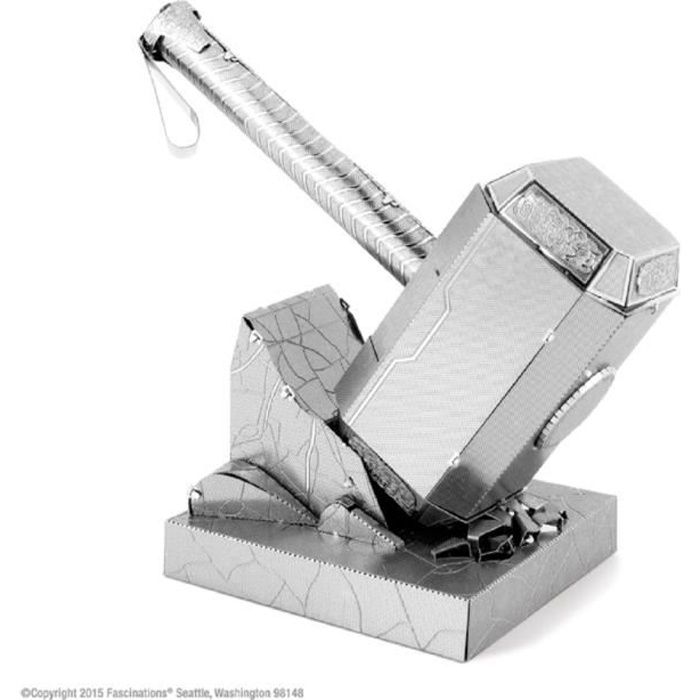 avengers thor's hammer mjolnir maquette à construire - 3d - métal avec 2 feuilles - sur carte 12x17 cm
