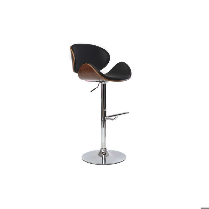 Tabouret de bar - MILIBOO - WALNUT - Noir et bois noyer - Assise rembourrée - Hauteur réglable 92-114 cm