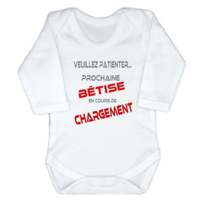 Body Bebe Humour Fille Ou Garcon Manches Longues Betise En Cours De Chargement Blanc Cdiscount Pret A Porter