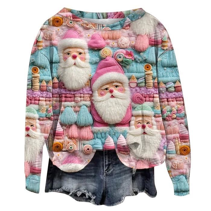 Pull De Noël Pour Femme Enceinte - Motif Père Noël, Sweatshirt Confortable, Annonce De Grossesse