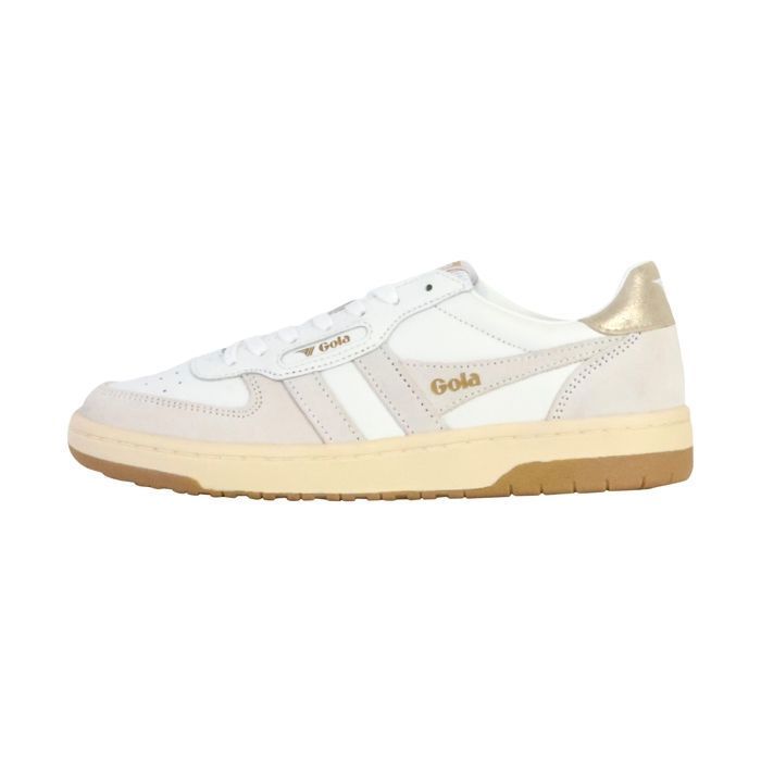 Gola Gola Hawk — Baskets femme blanches cuir à lacets semelle bicolore rétro