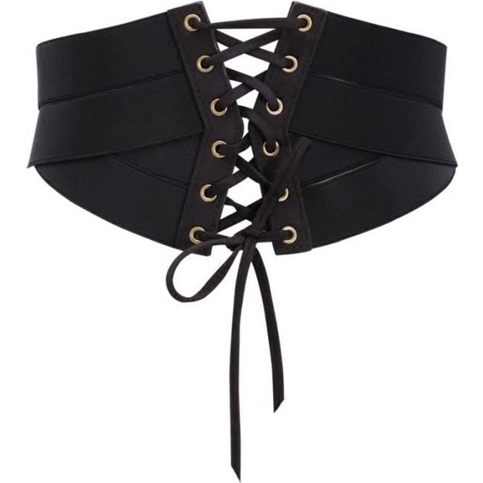 Lamdgbway Ceinture à Lacets En Cuir Corset Ceinture élastique à La Taille Rétro Pour Femmes Grils