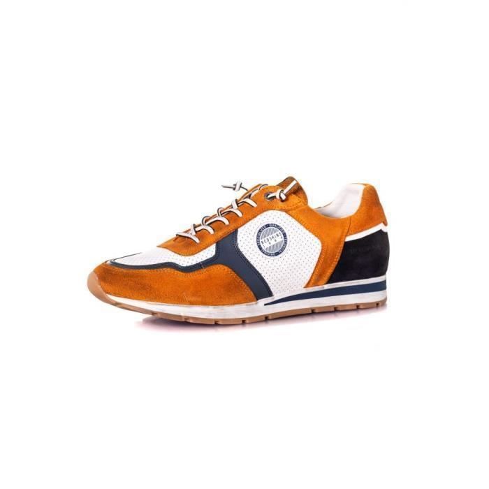 1268 Baskets Homme - Chaussures Redskins - Stitch en cuir - Orange