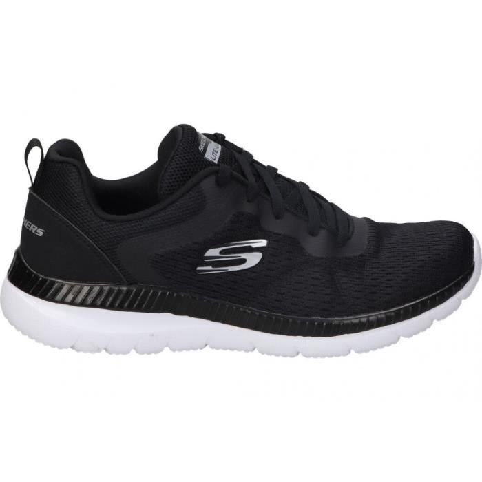 Skechers Baskets SKECHERS 12607-BKW pour femme - Noir - Lacets - Textile - Plat