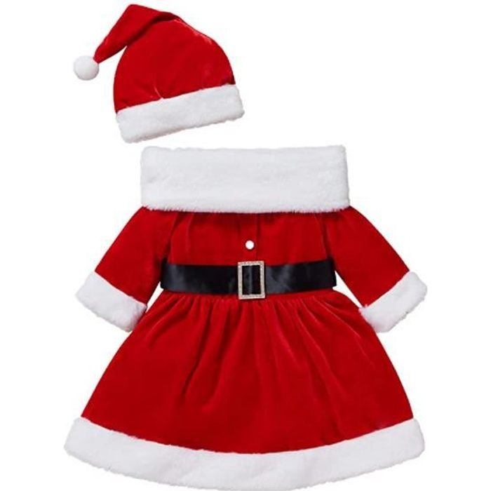 Robe Bebe Fille Noel Ensemble De Noel Pour Filles Robe Trapeze A Manches Longues Et Col Rond A Coutures Moelleuses Taille Haute Red Cdiscount Pret A Porter