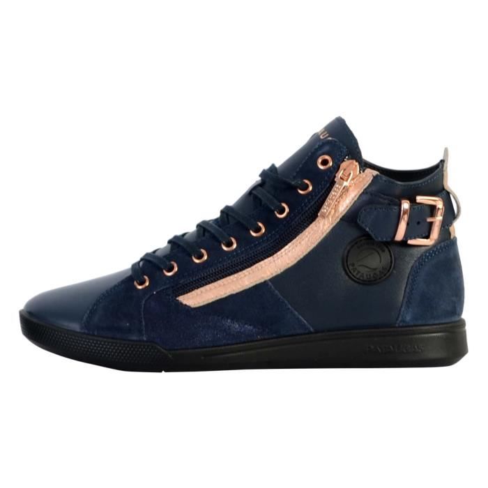 Tennis Basket Hautes Pataugas Palme Marine Rose Femme Cuir Lacets Confort Exceptionnel Marine rose Cdiscount Chaussures