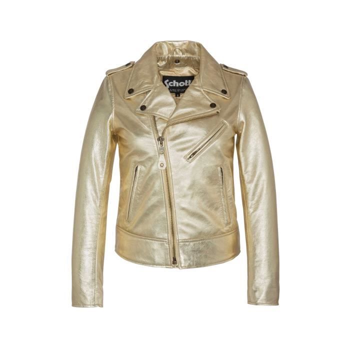 Blouson Perfecto femme Schott Ref 33479 Or Dore Cdiscount Pret a Porter