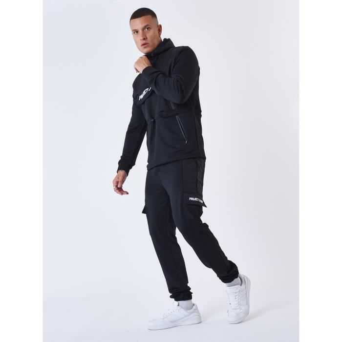 Bas de Jogging style Cargo uni PROJECT X PARIS Homme Noir Respirant Indoor