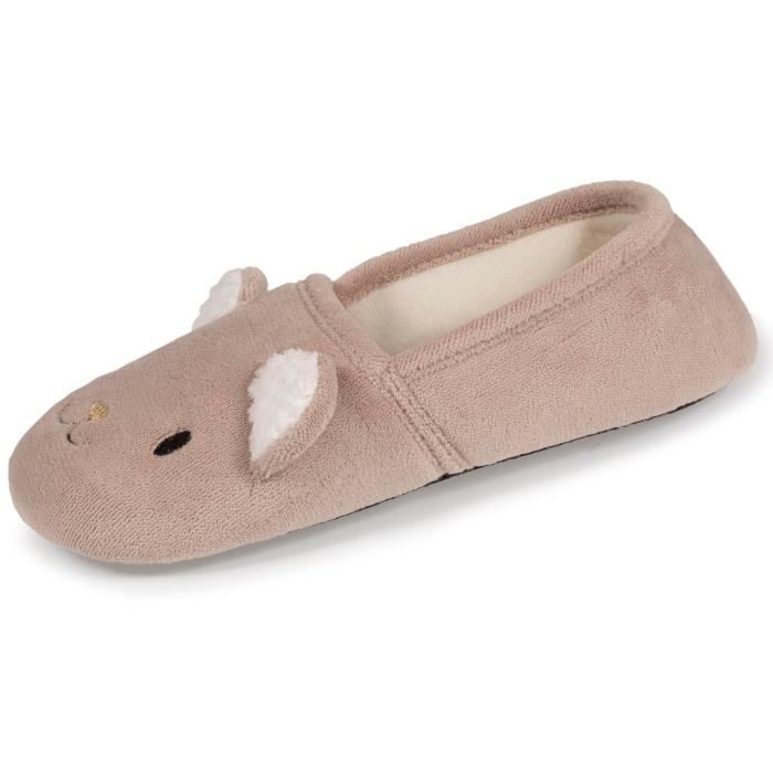 chaussons femme cuir isotoner