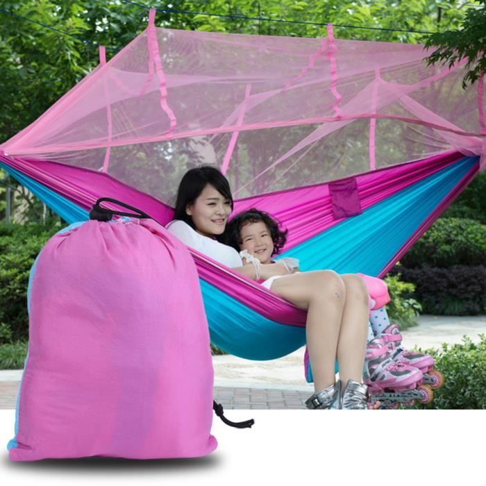 Hamac De Camping 2 Places Avec Parasol Intégré - Anti-moustique Et Anti-retour, 270x140cm
