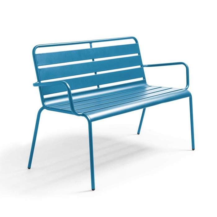 Banc de jardin en métal bleu pacific Palavas Oviala Banc de jardin en métal bleu pacific Palavas Oviala