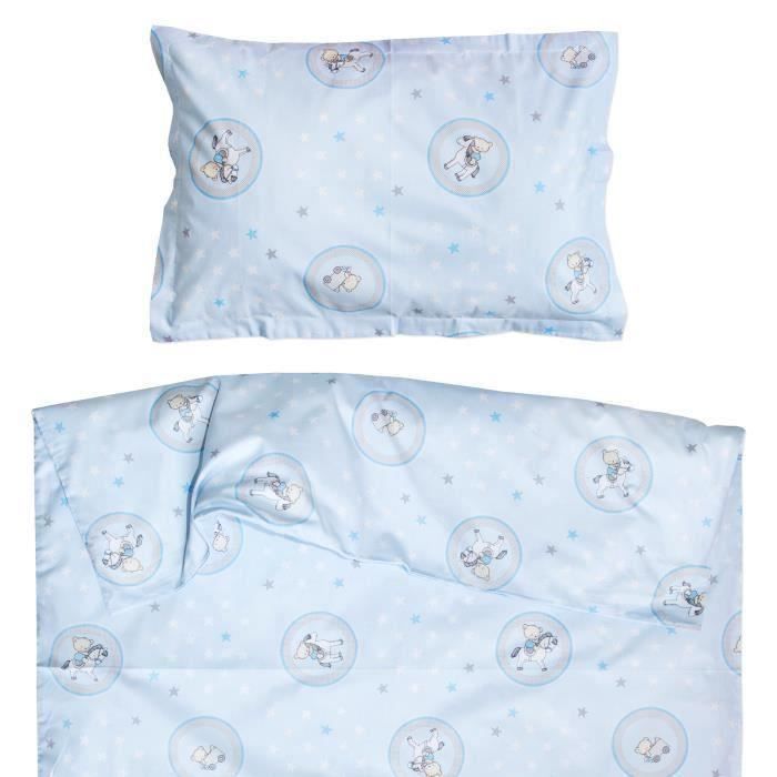 Taie d'oreiller et Housse de couette 120x150 cm Claire Pati'Chou 100% Coton Parure Linge de lit pour bébé et enfant 