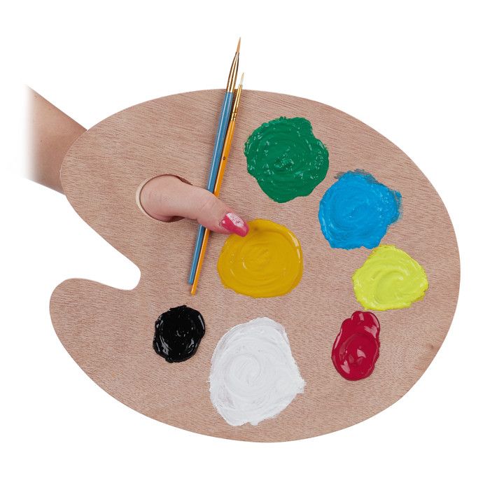 Relaxdays Palette de peinture en bois,Palette de mélange avec trou