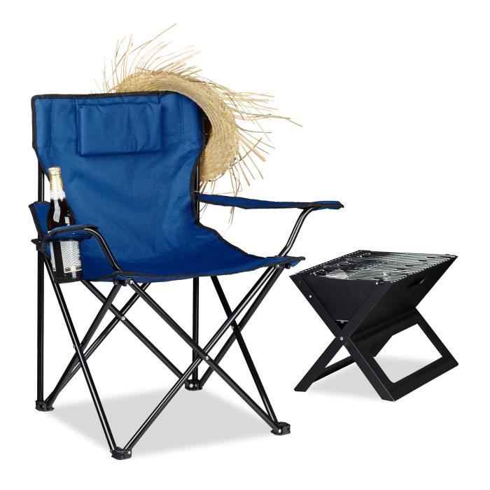 Relaxdays Chaise De Camping, Porte-boisson, Siège De Plage Pliable Jusqu A 100 Kg Compacte Portable Beige 84657831