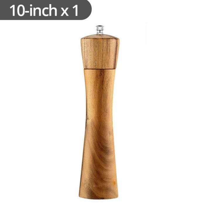 Moulin Sel Poivre Bois Acacia - Broyeur Céramique Réglable - Écologique Sans Plastique - Avec Soucoupe