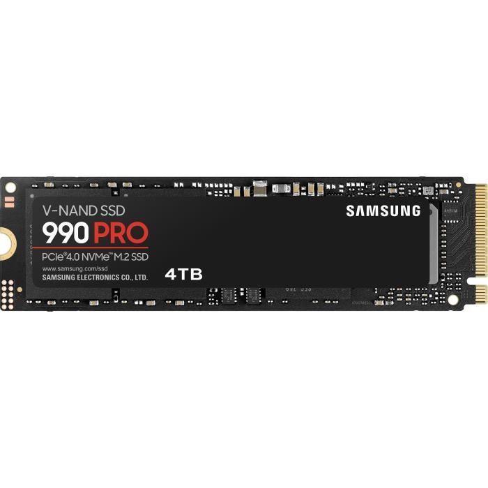 SAMSUNG - 990 PRO - Disque SSD Interne - 4 To - PCIe 4.0 - NVMe 2.0 - M2 2280 - Jusqu'à 7450 Mo/s (MZ-V9P4T0BW)