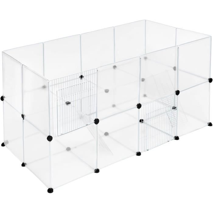 PAWHUT Maison Tortue Terrestre Extérieure - Enclos Tortue 2 Niches, Support Lampe Réglable, Toit