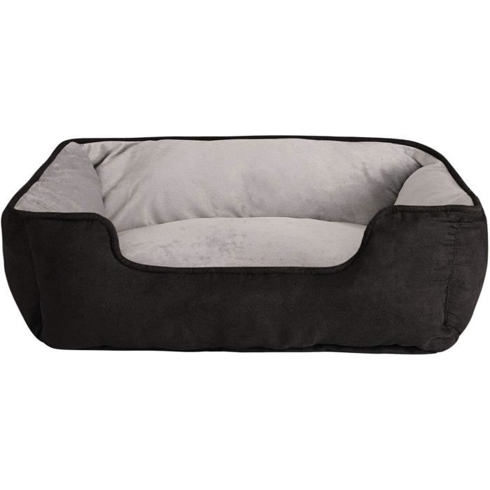 Comparer les prix de lionto Panier Chien 2-en-1 lit Chien Coussin réversible, (M) 80x60 cm Noir-Gris232