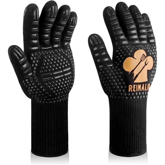 Gants Barbecue Résistants 800°C – Gants De Four Silicone Antidérapants, Longs Jusqu'aux Avant-Bras, Idéal Grill & Cuisine