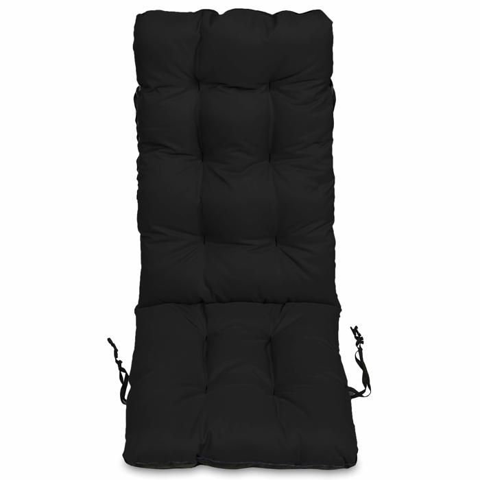 Coussin de Chaise Longue - Superkissen24. - 123x48 cm - Bain de Soleil - Intérieur/Extérieur - Imperméable - Noir