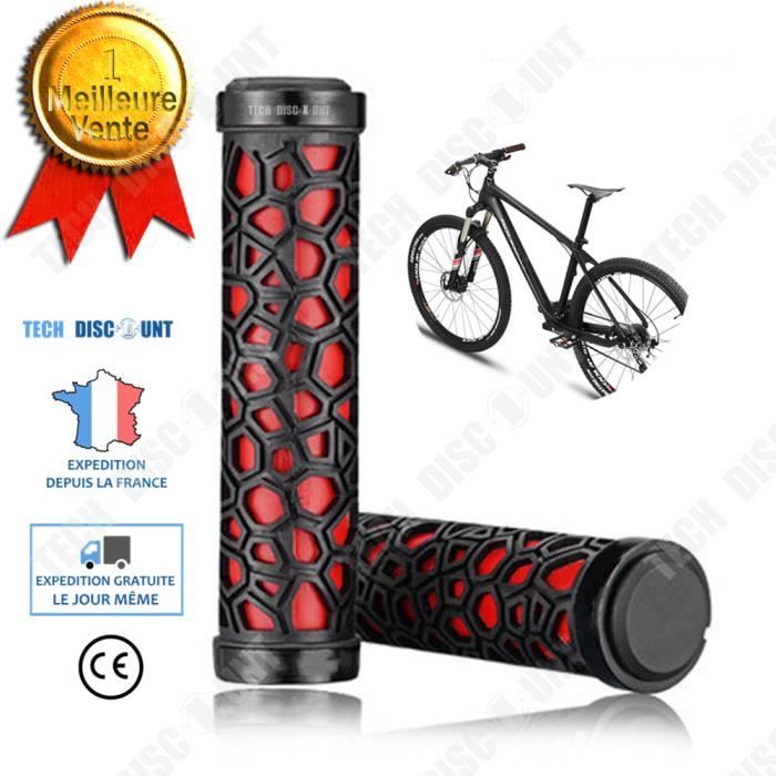 Poignées De Vélo Route/VTT Rouges - Rallonge Guidon, Métal, Noir, Neuves