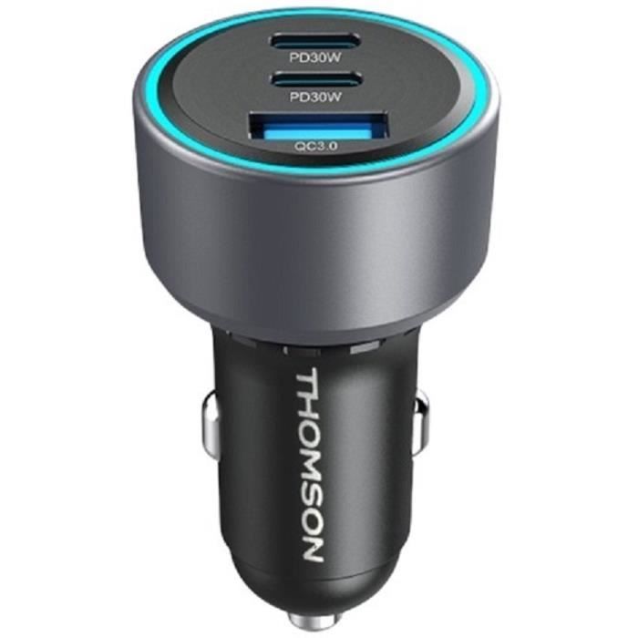 Chargeur voiture THOMSON Technologie GaN nouvelle génération totale 2 USB C PD + pd - vue 5