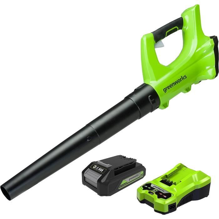 Souffleur De Feuilles Sans Fil LawnMaster 24V CLBL2406 - Batterie 2.0Ah, 190 Km/h, 1.5 Kg, Tube Amovible