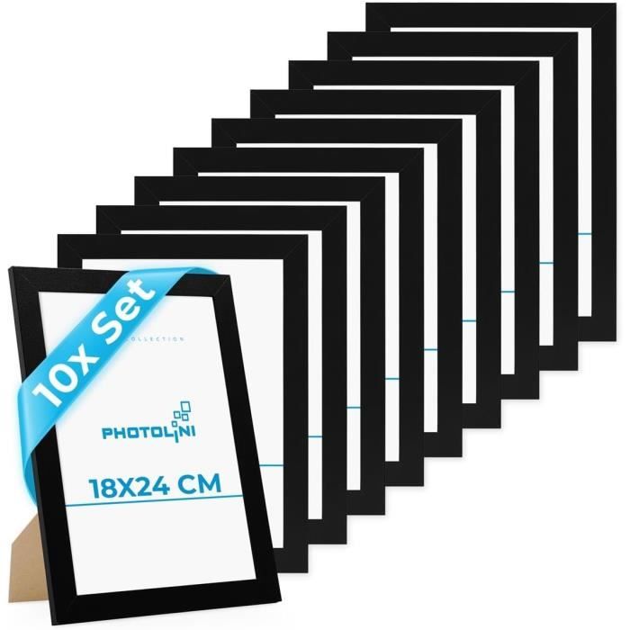 Cadre Photo 18 X 24 Cm Bois Mdf Noir, Cadre Large Bord, Lot De 10 ...