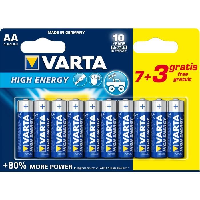 Varta - Pack de 10 piles AA LR6 High Energy - Cdiscount Jeux - Jouets