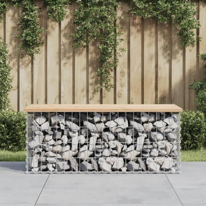 VidaXL Banc gabion bois de pin 347 cm - vue 5